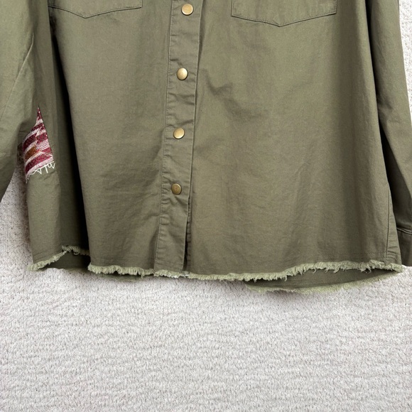 Savanna‎ Jane Jacket Womens Med Green Americana Star Embroidered Patchwork Shirt - Picture 5 of 10